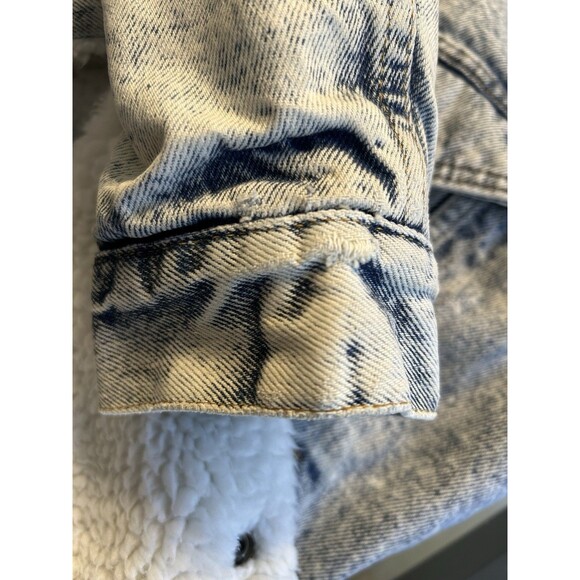 Vintage 80s Levi’s SHERPA Lined Acid Wash Denim Trucker Jacket Made In USA Large - Picture 12 of 12